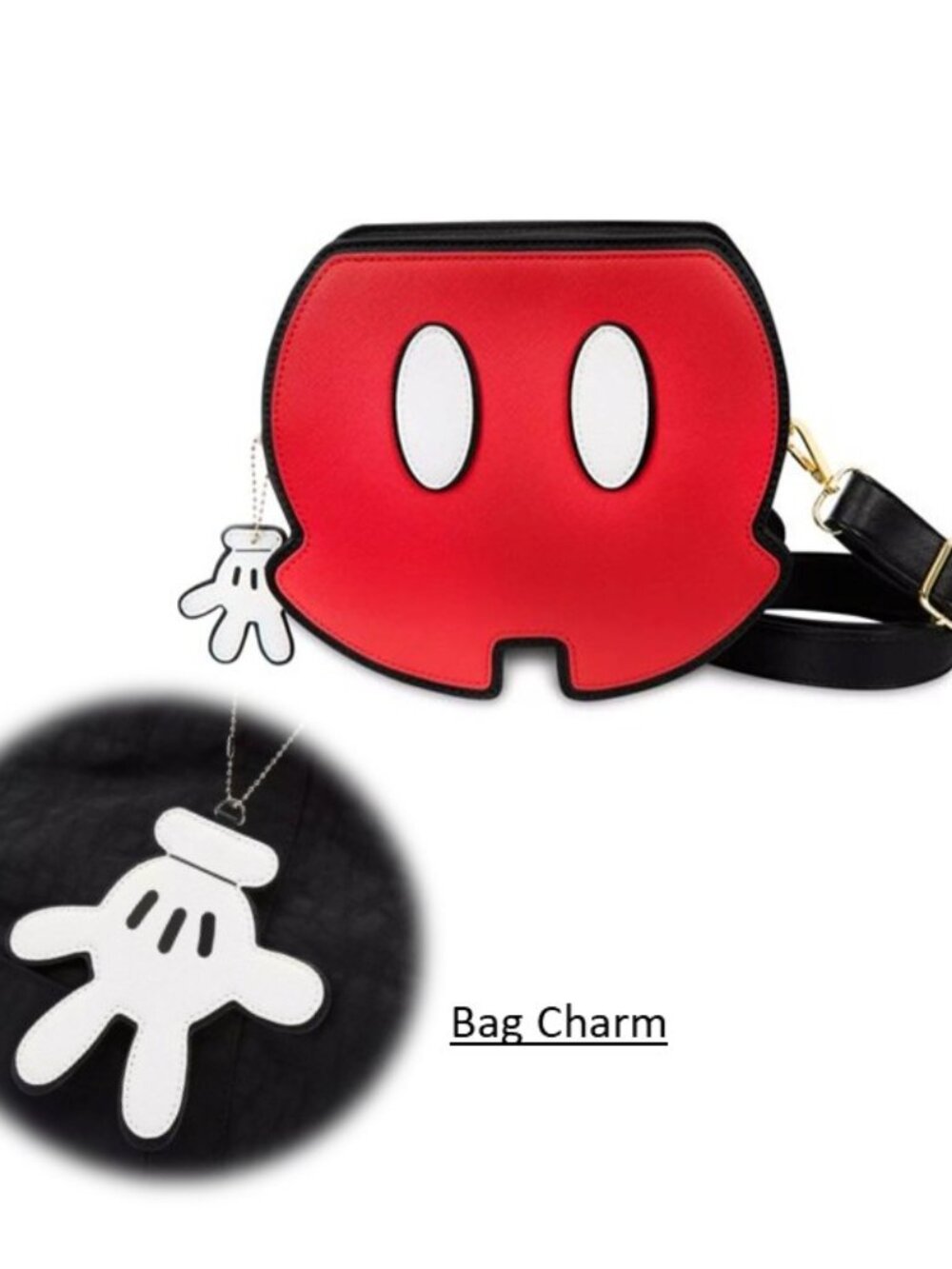 MICKEY MOUSE Crossbody Bag Disney Red Pants White Buttons